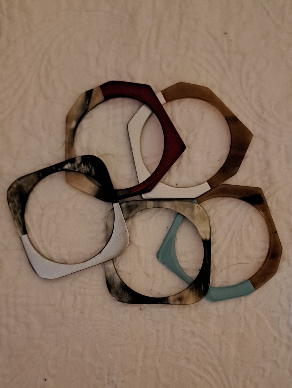 Modern Geometric Horn/Resin Bangle - Multicolor